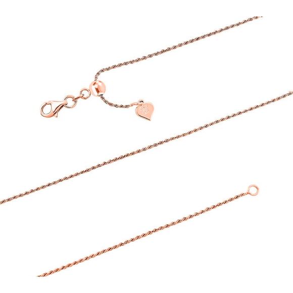 Italian 14K Rose Gold Over Sterling Rope Chain Necklace 22" 3.53 grams - Picture 5 of 5